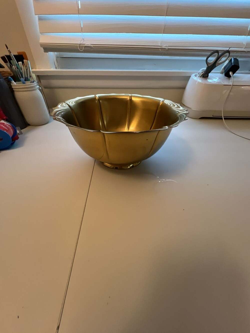 Vintage brass plated Scalloped Edge Planter
